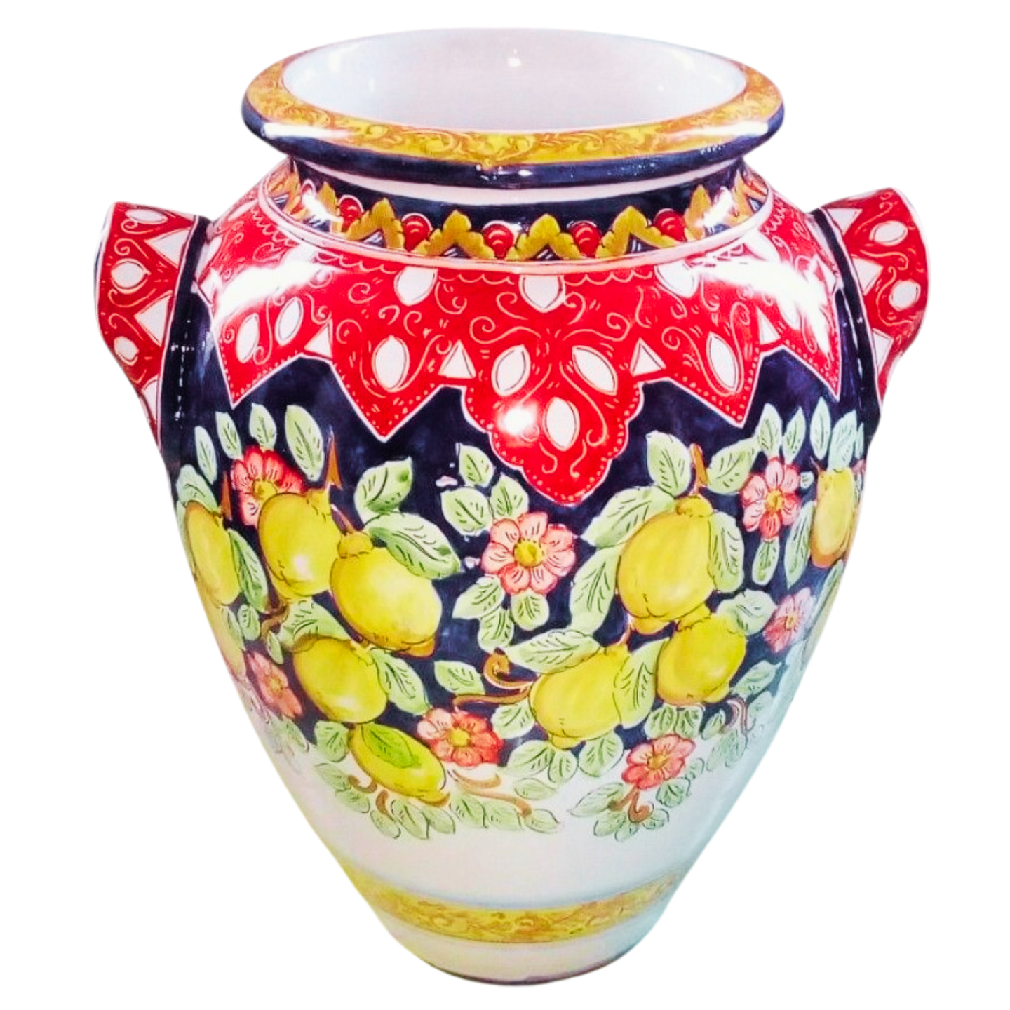 Vaso in ceramica "Limoni e Fiori"